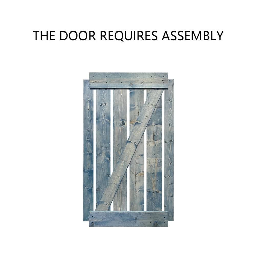 24 in. x 84 in. Brown Solid Knotty Pine Wood Interior Sliding Barn Door with Hardware Kit D5457