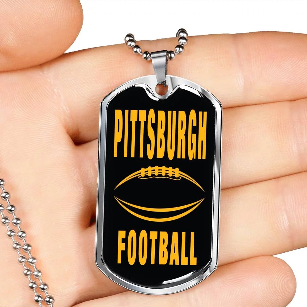 Stainless Steel or 18k Gold Dog Tag Necklace F1699