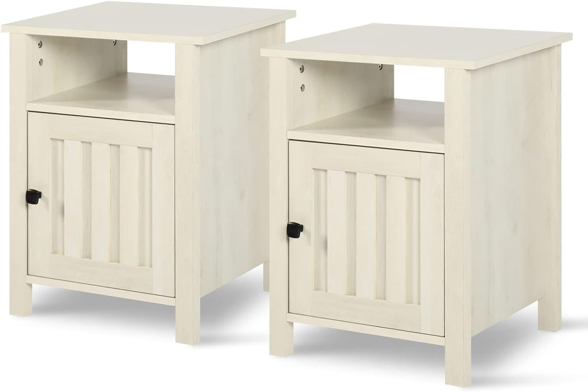 Set of 2 Brown Wood Nightstand with Door M77241