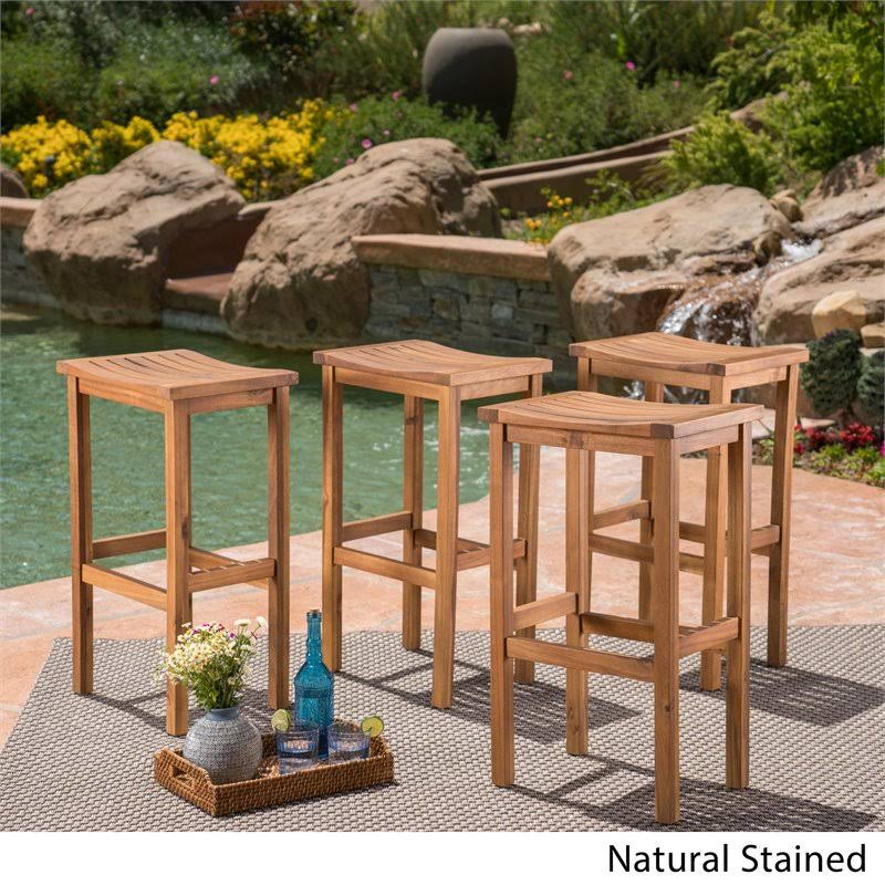 Natural Acacia Wood Barstools (Set of 4) P3364