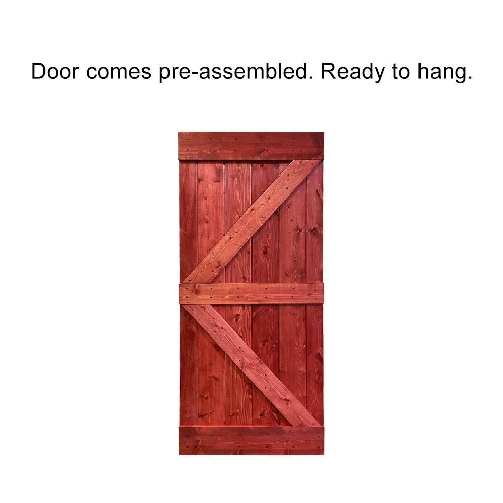 38 in. x 84 in. Weather Oak Stained Solid Pine Wood Interior Sliding Barn Door Slab G2634