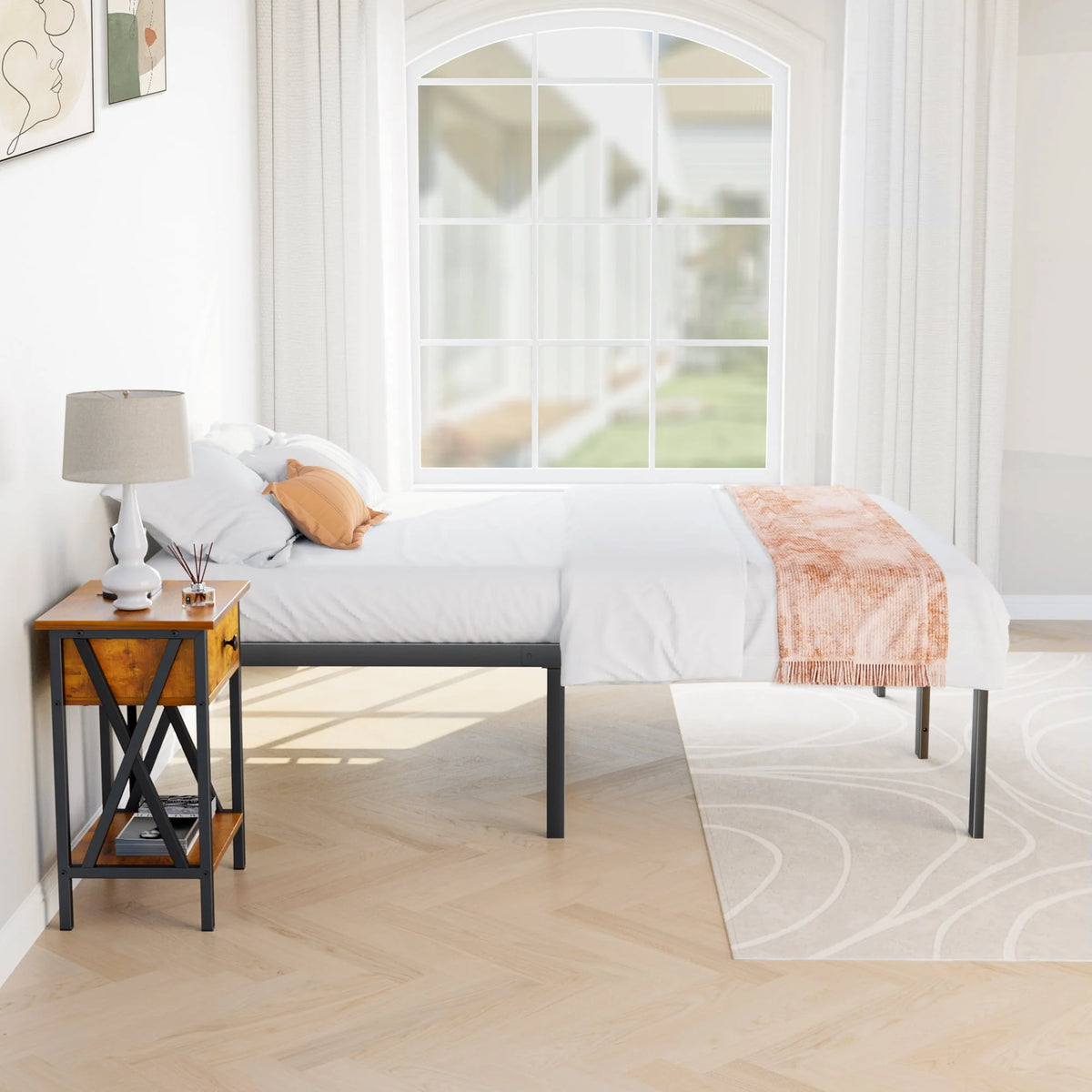 Full Size Heavy Duty Platform Bed Frame with Underbed Storage P353419