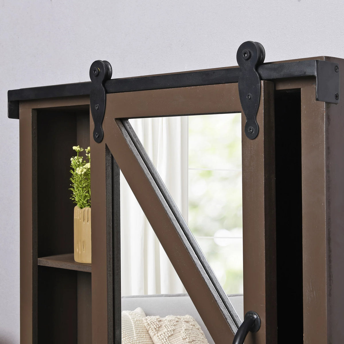 Dark Brown Mirrored Cabinet B53404