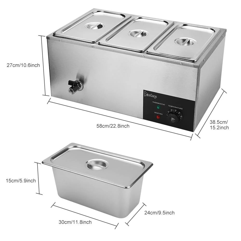 6.9Qt Electric Food Warmer with 3 Food Pan E184162