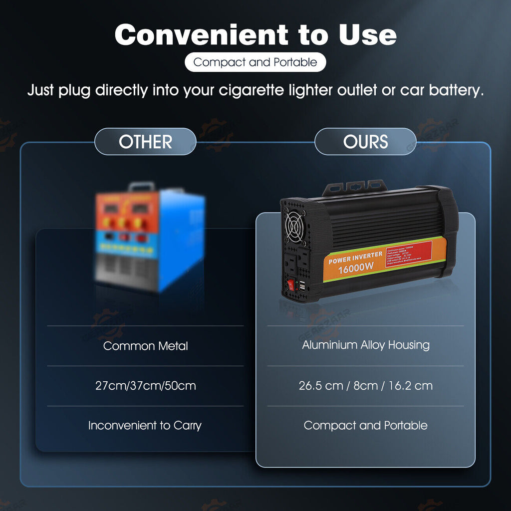 16000W Peak Pure Sine Wave Power Inverter DC 12V to AC 110/120V W4481