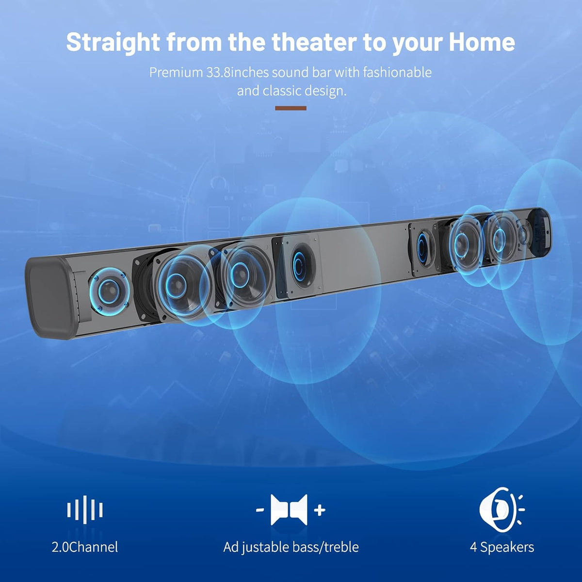 100W Wireless TV Sound Bar with HDMI-ARC C540