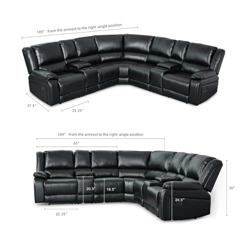 Black PU Leather Modular Reclining Sectional Sofa M41726