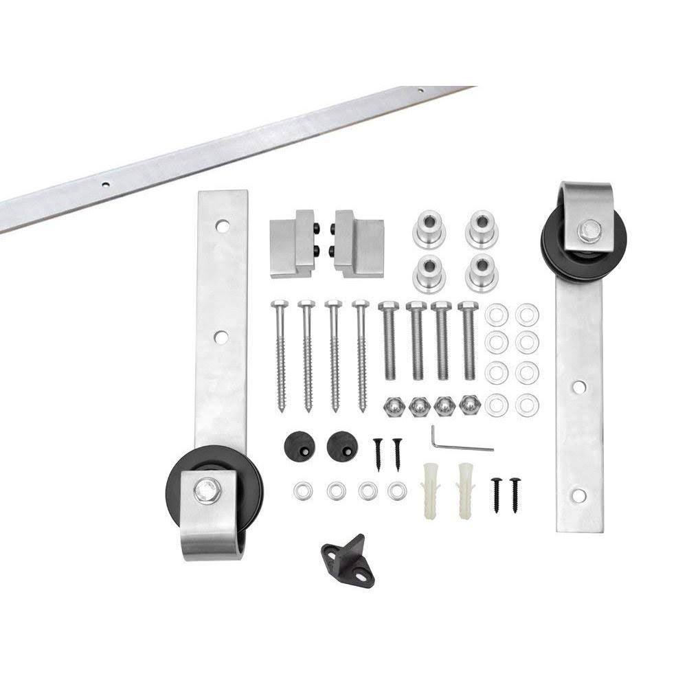 24 in. x 84 in. Brown Solid Knotty Pine Wood Interior Sliding Barn Door with Hardware Kit D5457