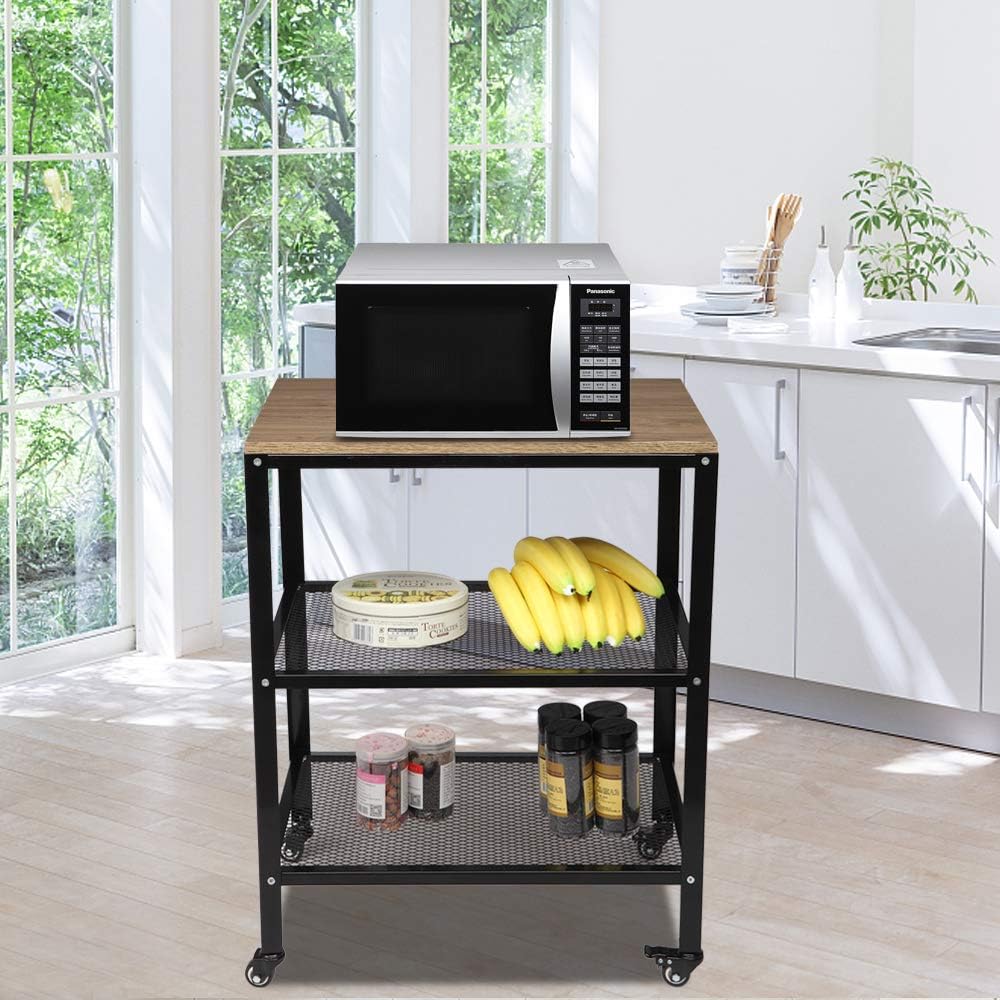3-Tier Rolling Kitchen Cart with Storage J5905
