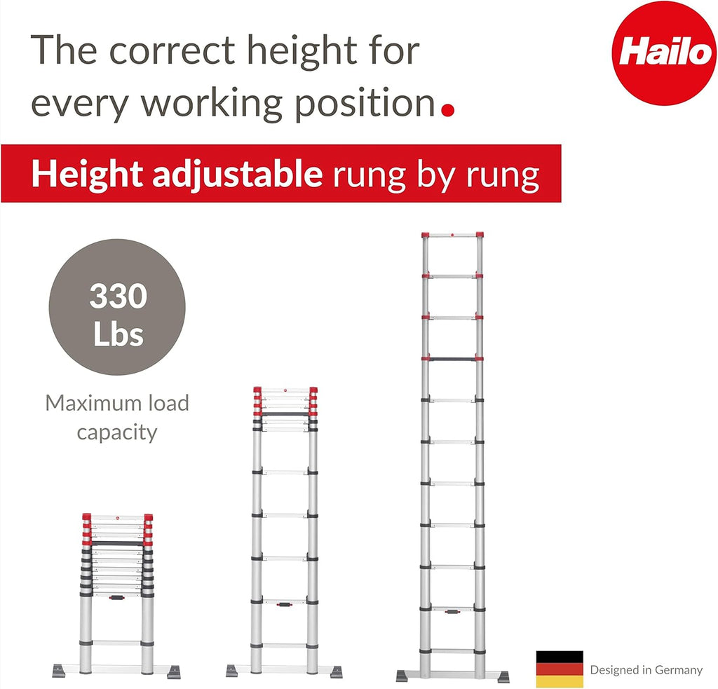 Aluminum Telescopic Safety Ladder 11 Rungs Height Adjustable K291516