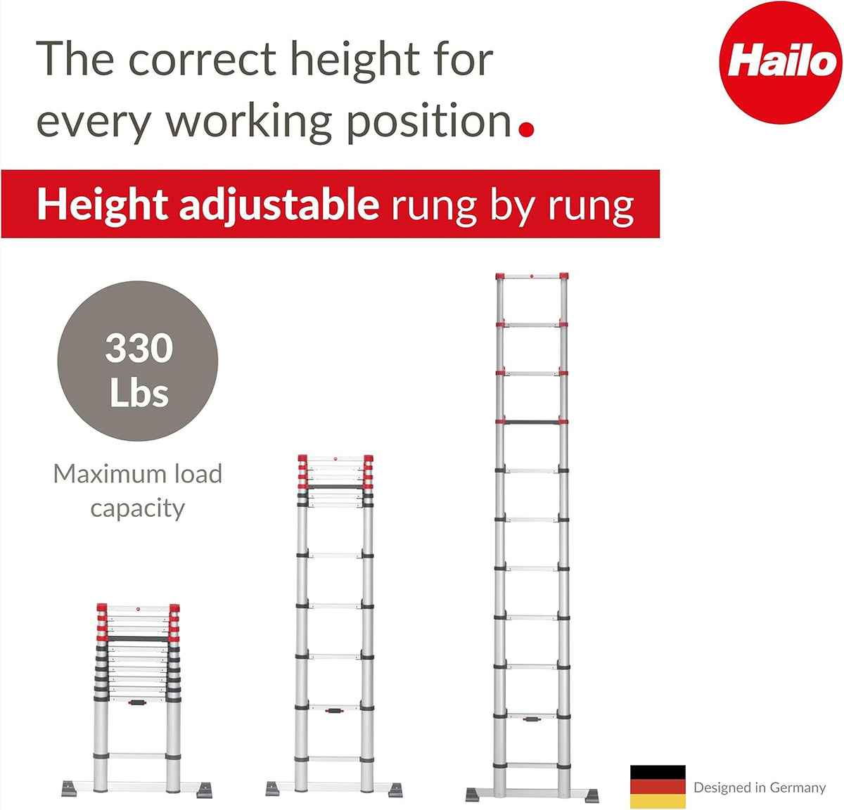 Aluminum Telescopic Safety Ladder 11 Rungs Height Adjustable K291516