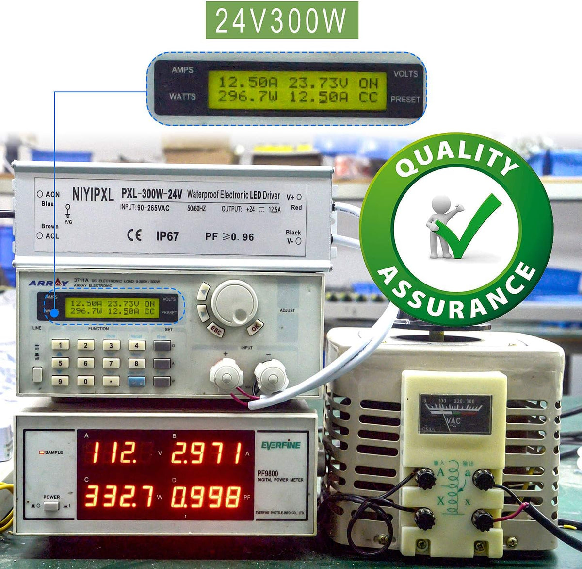 300W 24V DC Waterproof IP67 LED Driver H495