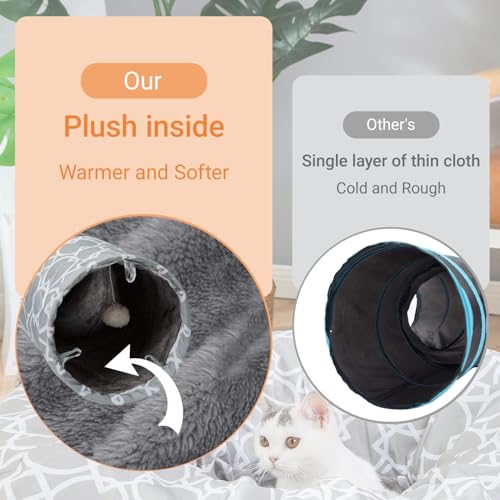 Geometric Straight Cat Tunnel with Plush Inside, Diameter 9.8 Inch E53687