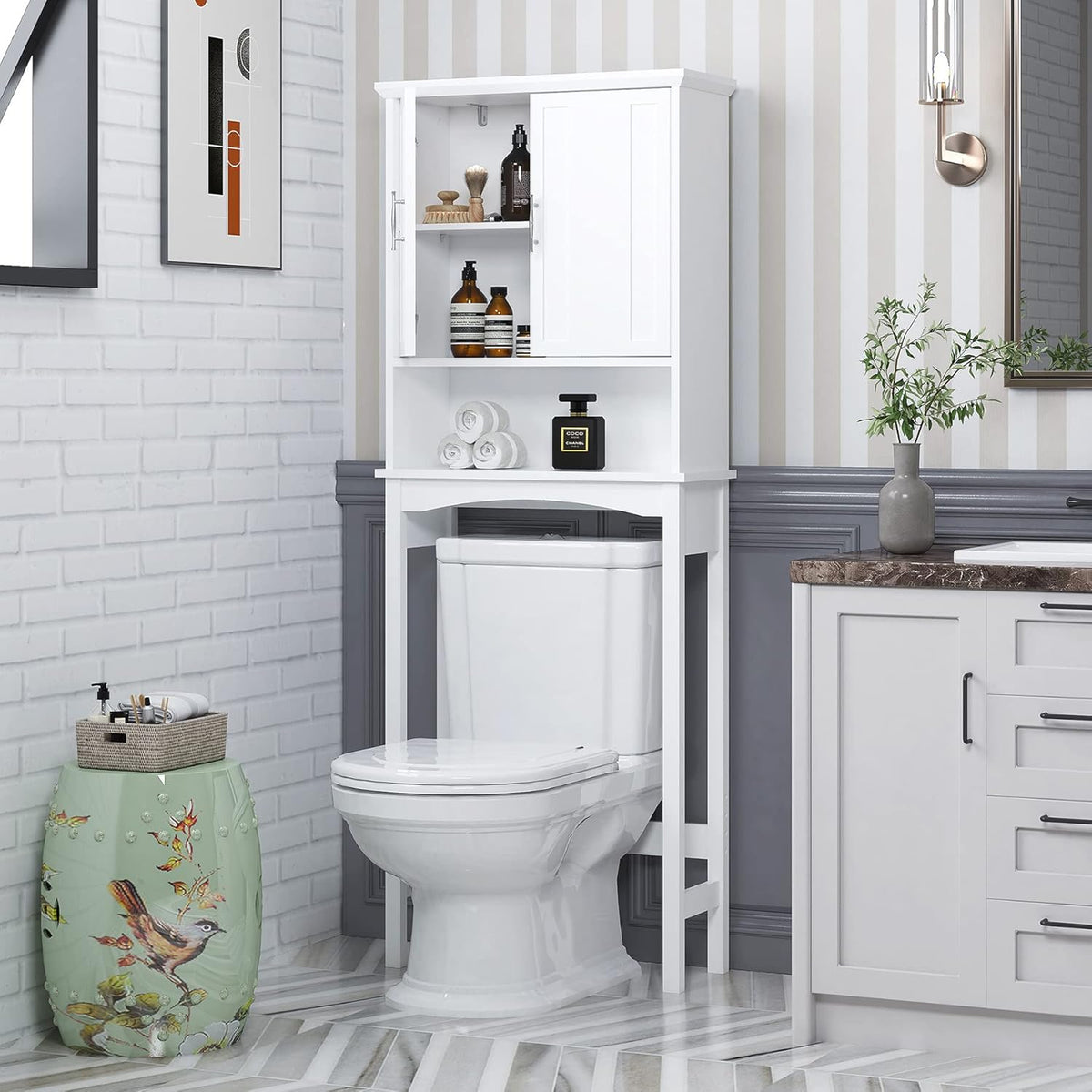 White Over The Toilet Storage Cabinet U62146
