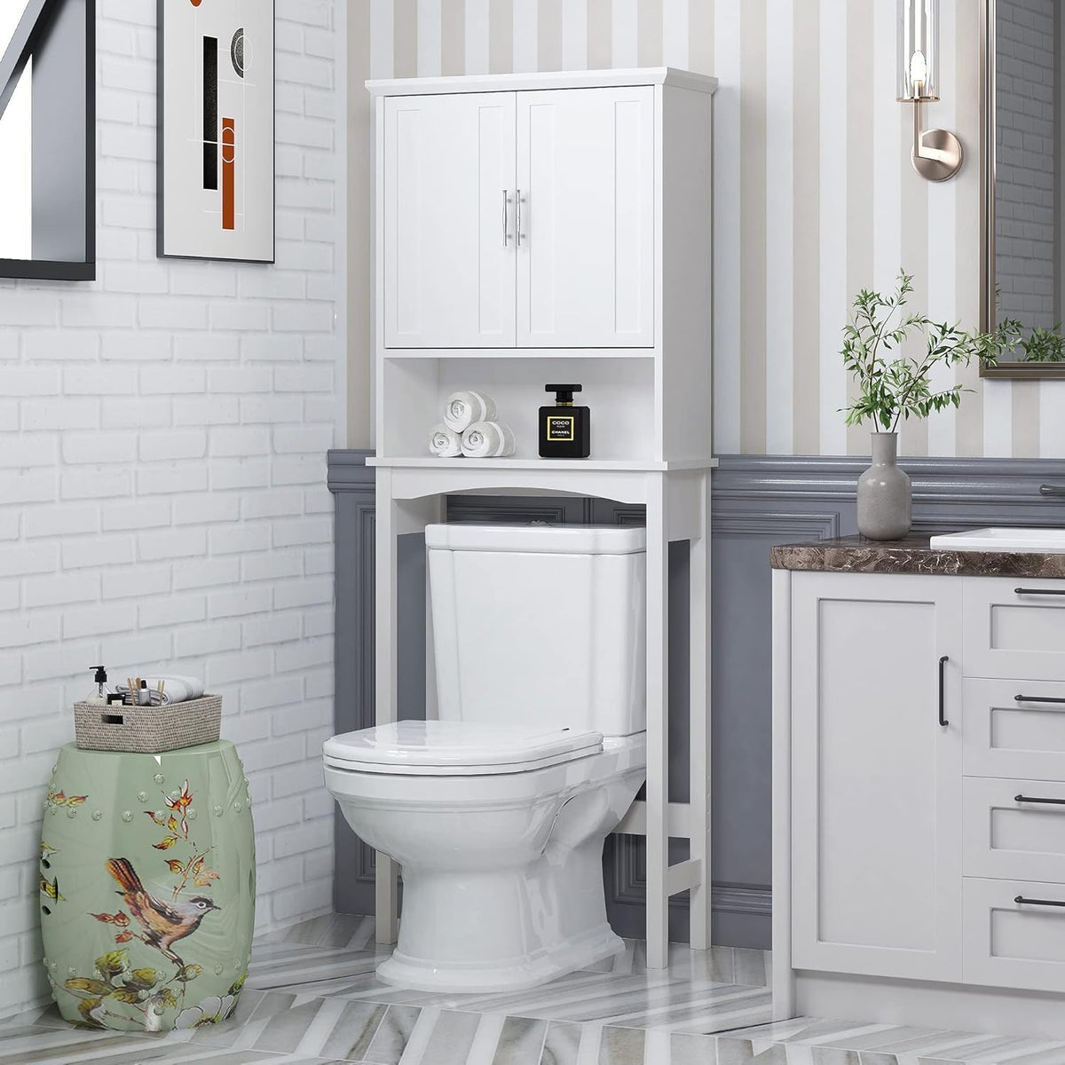 White Over The Toilet Storage Cabinet U62146