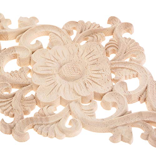 Wood Carved Appliques, 2Pcs Wooden Decorative Onlays, 15x10.5cm M627025