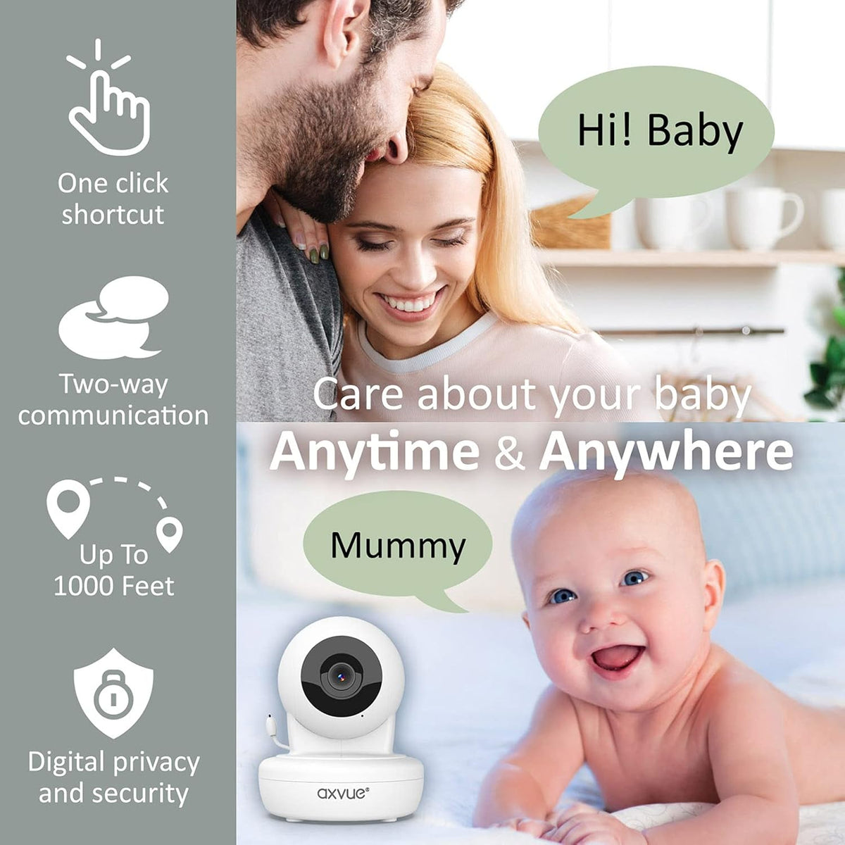 Baby Monitor with Pan-Tilt-Zoom Camera and LCD Screen, Night Vision A20321