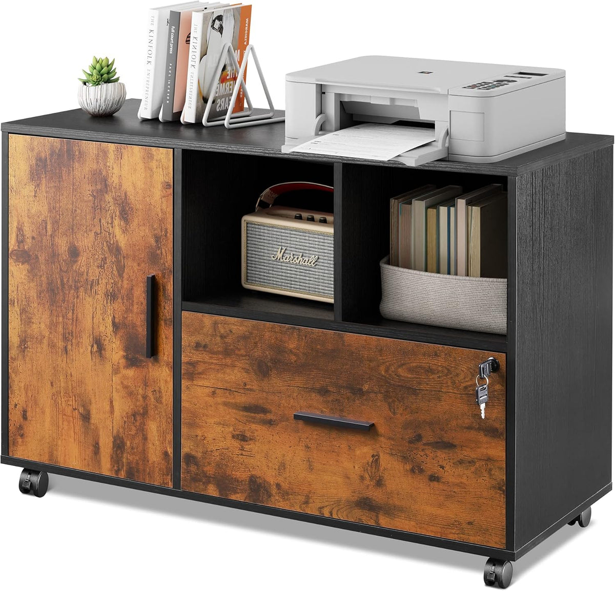 1 Drawer Wood File Cabinet with Lock L594543