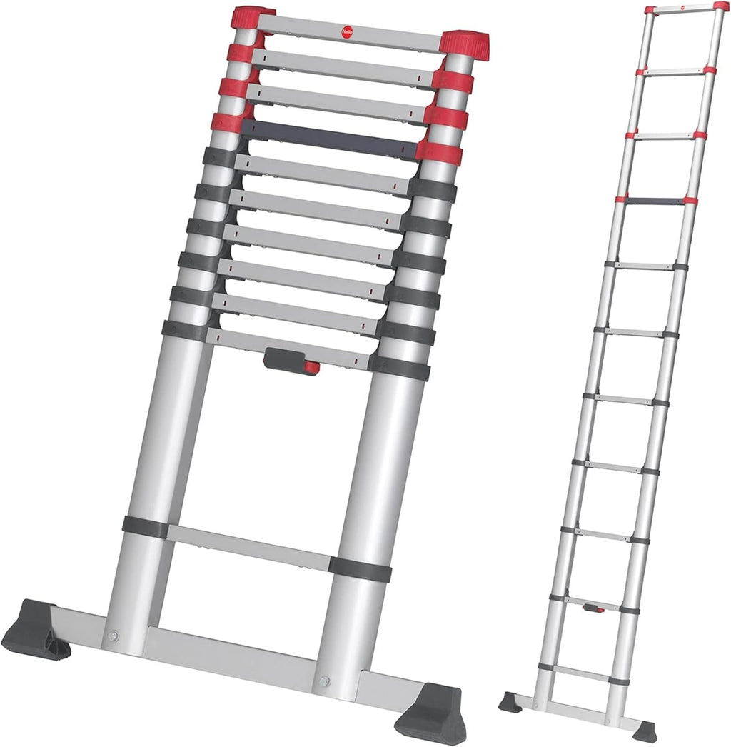 Aluminum Telescopic Safety Ladder 11 Rungs Height Adjustable K291516