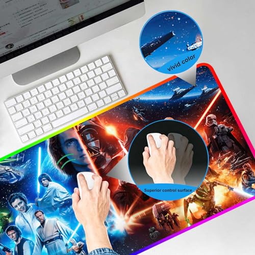 31.5"X15.7" RGB Mouse Pad with Anti-Slip Rubber Base Stitched Frame C934