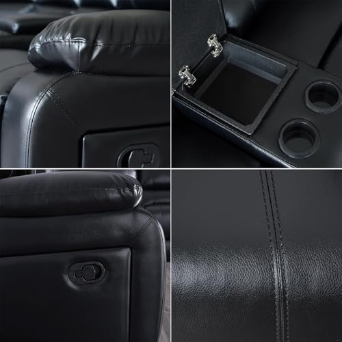 Black PU Leather Modular Reclining Sectional Sofa M41726