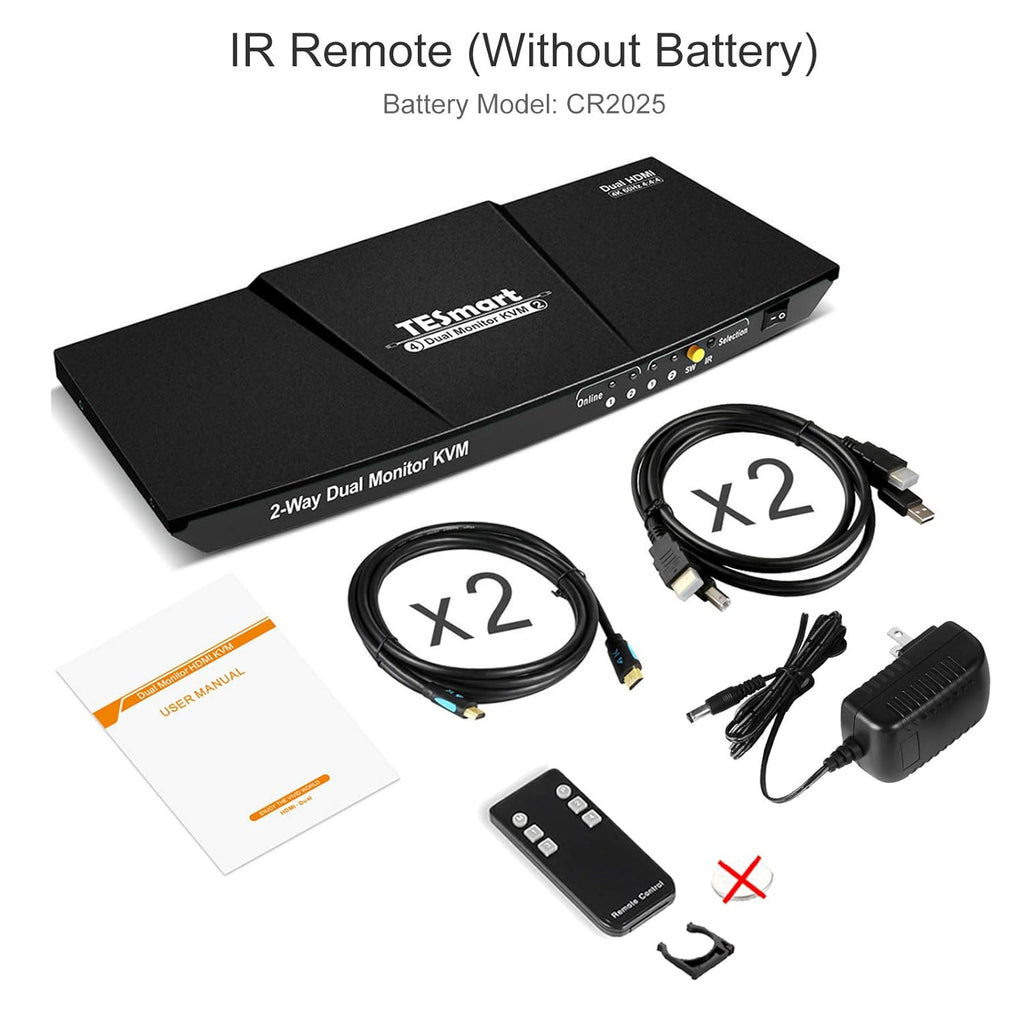 2-Port Dual Monitor HDMI KVM Switch 4K@60Hz B7457