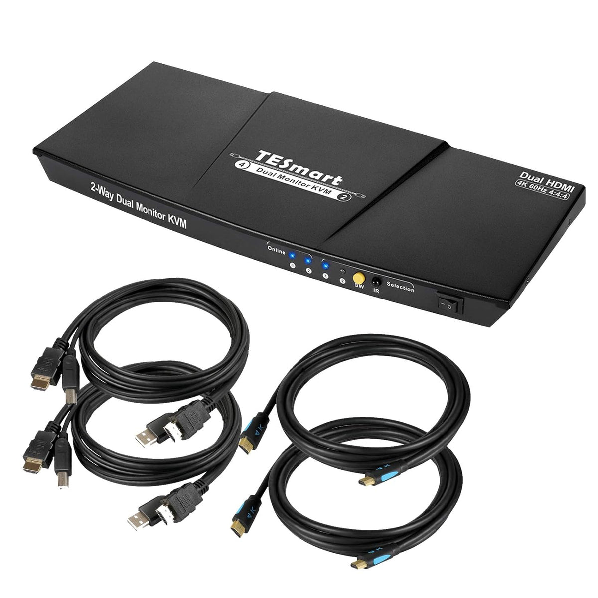2-Port Dual Monitor HDMI KVM Switch 4K@60Hz B7457