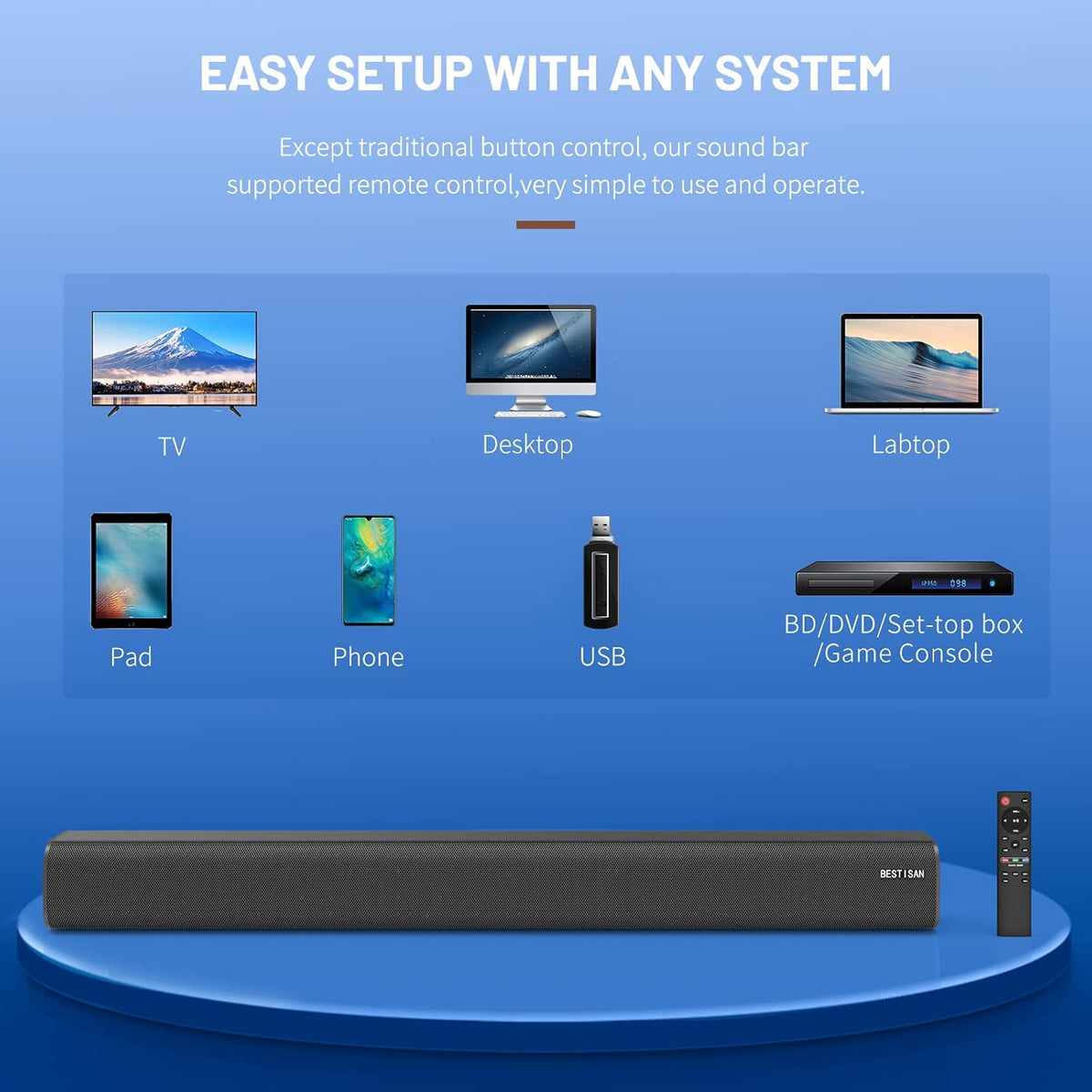 100W Wireless TV Sound Bar with HDMI-ARC C540