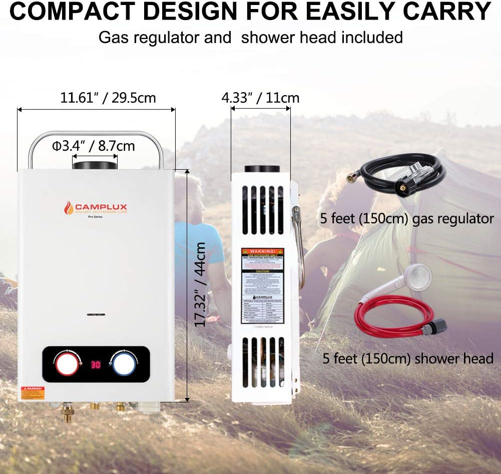 1.58 GPM Tankless Propane Water Heater with Portable Handle, White A1791