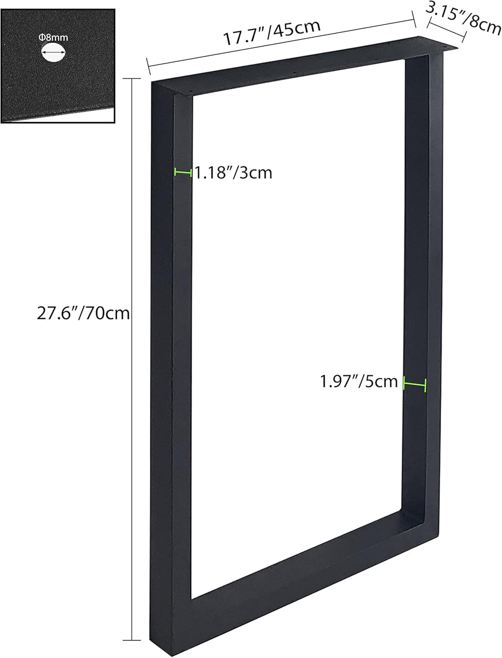 28'' Height 17.7'' Wide Black Metal Table Legs 2 PCS N1645