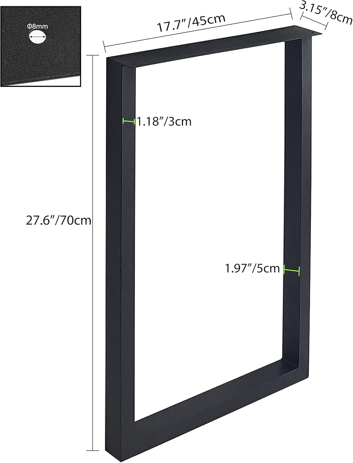 28'' Height 17.7'' Wide Black Metal Table Legs 2 PCS N1645