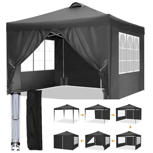 10x10 Pop Up Canopy Tent with 4 Removable Sidewalls, Waterproof Outdoor Canopy I29114