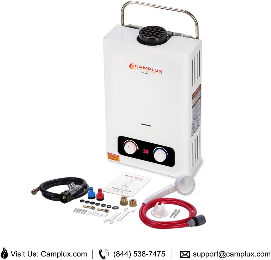 1.58 GPM Tankless Propane Water Heater with Portable Handle, White A1791