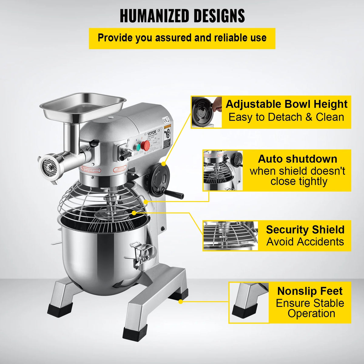 20Qt Stainless Steel Bowl Stand Mixer with Meat Grinder Q23892
