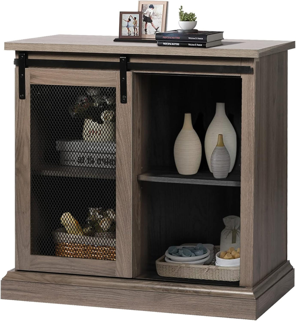31'' Farmhouse Storage Cabinet with Sliding Barn Door and Adjustable Shelf Z299