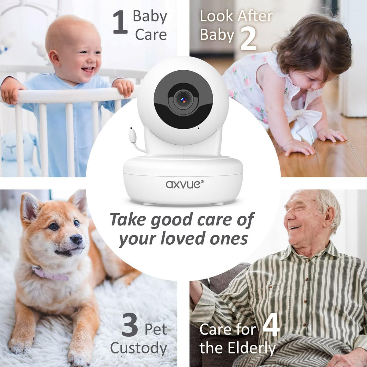 Baby Monitor with Pan-Tilt-Zoom Camera and LCD Screen, Night Vision A20321
