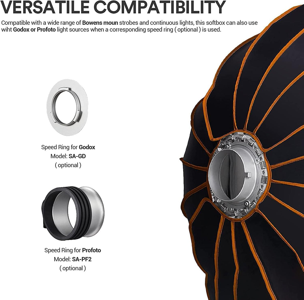 27.5 Inch Parabolic Softbox with Front & Inner Diffuser and Carrying Bag G92085