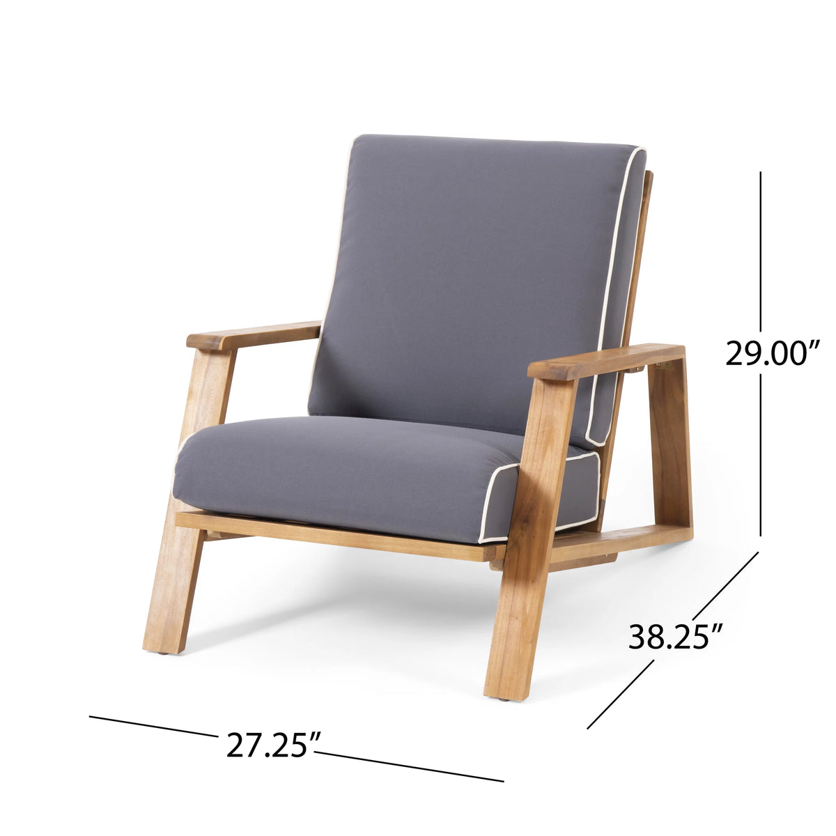 Acacia Wood Club Chairs with Cushions, Set of 2 U53572