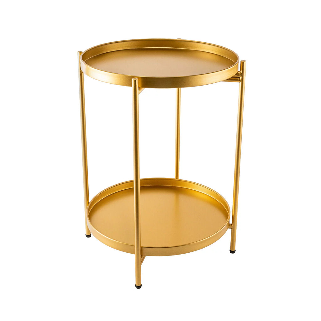 2-Tier Metal Round End Table with Removable Tray F393162