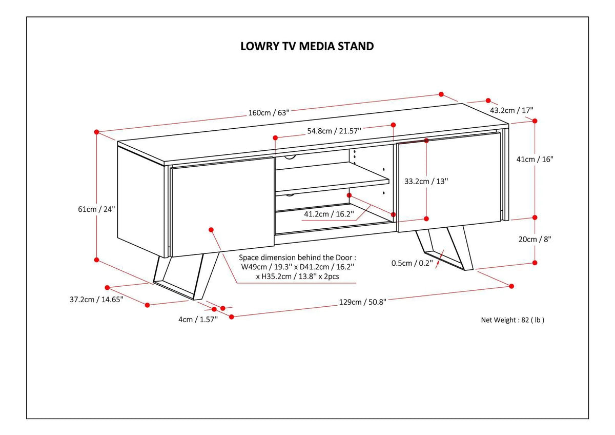 63 inch Oak TV Media Stand W3277