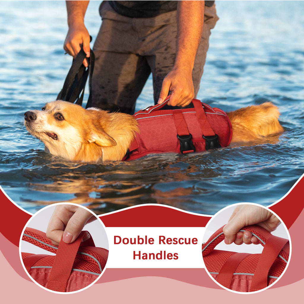 Red XL Reflective Adjustable Dog Life Jacket N770
