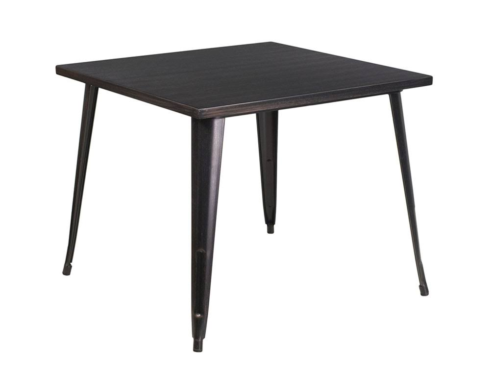 35.5'' Square Black-Antique Gold Metal Indoor-Outdoor Table G978