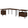 60"W L-Shaped Desk with Lateral File Cabinet T24980