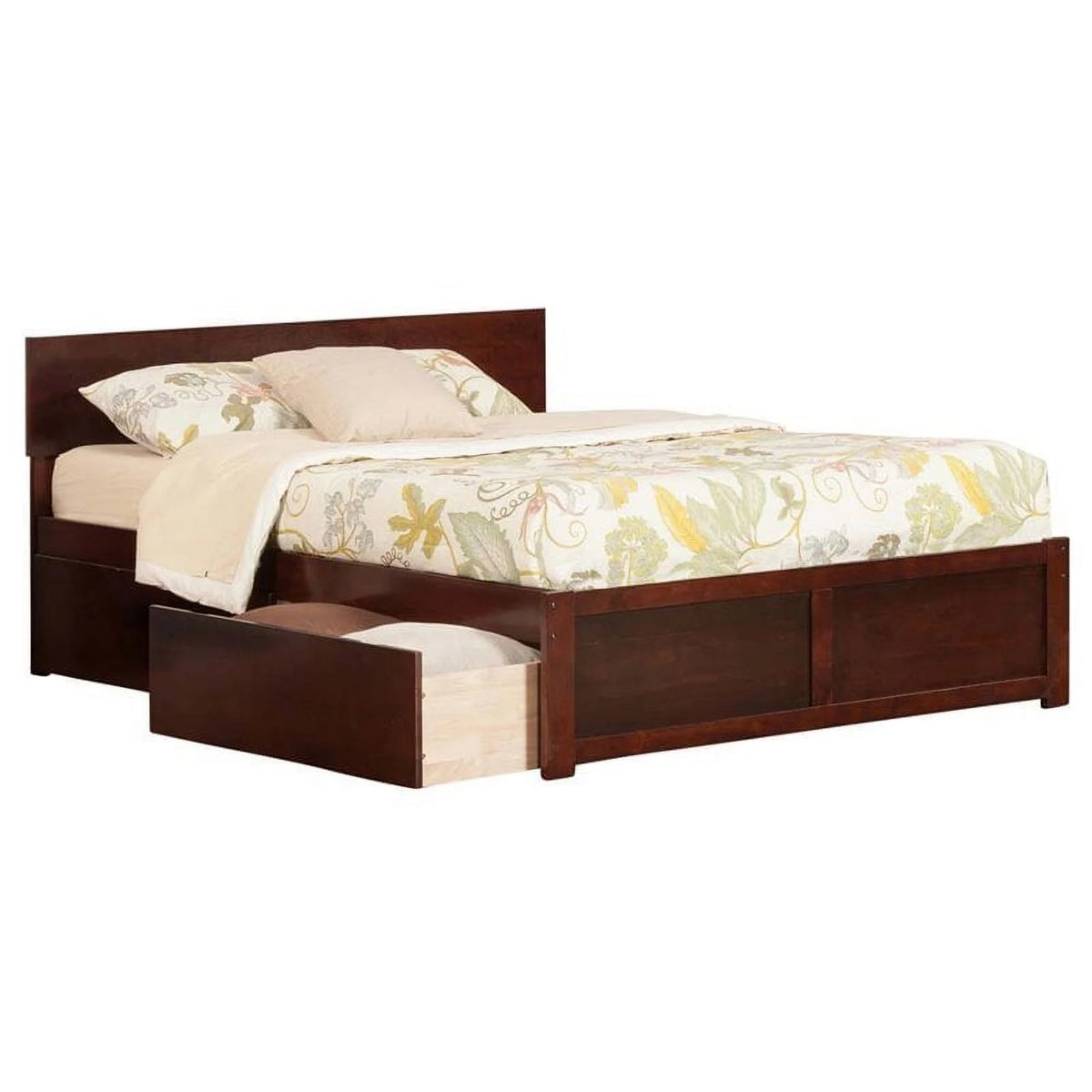 King Walnut Hardwood Storage Platform Bed Z47405