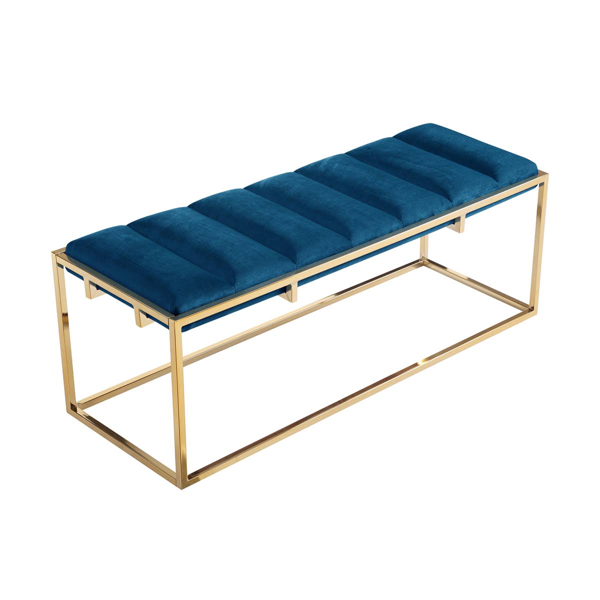 Channel Tufted Velvet Bench Metal Frame B8883