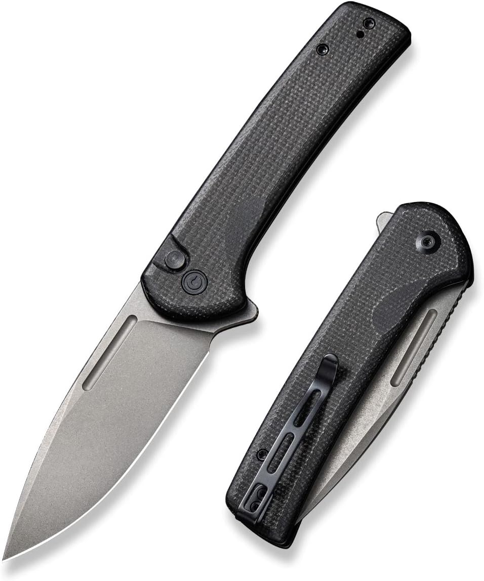 Black Micarta Button Lock Folding Knife Y875