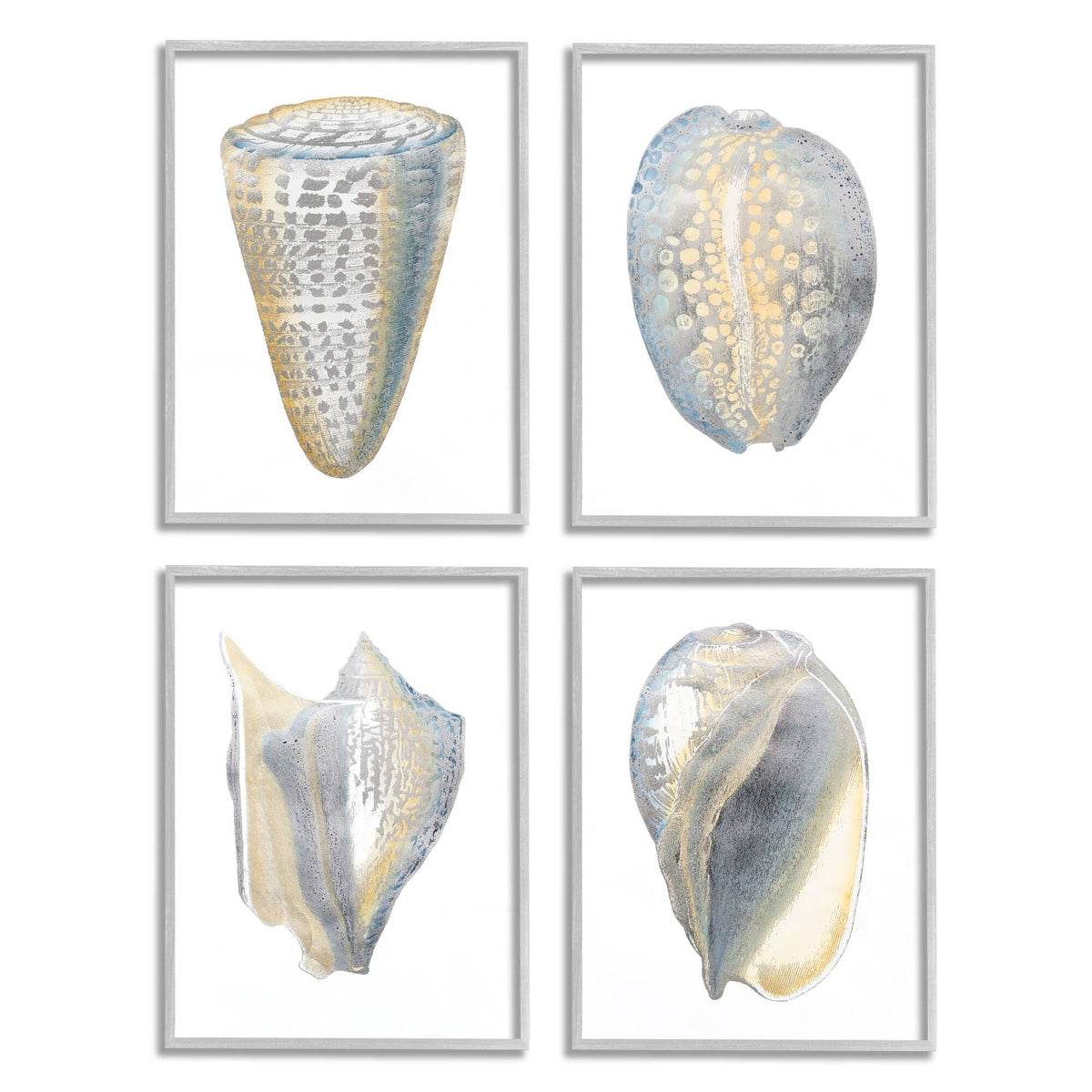 4pc Gray Framed Giclee Texturized Art Set V416525