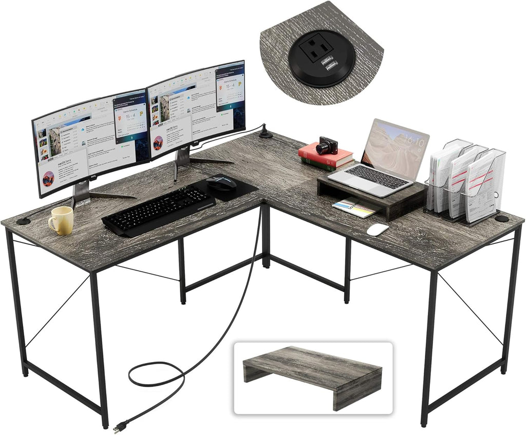 95.2 Inch Reversible Corner Computer Desk with Monitor Stand O7839