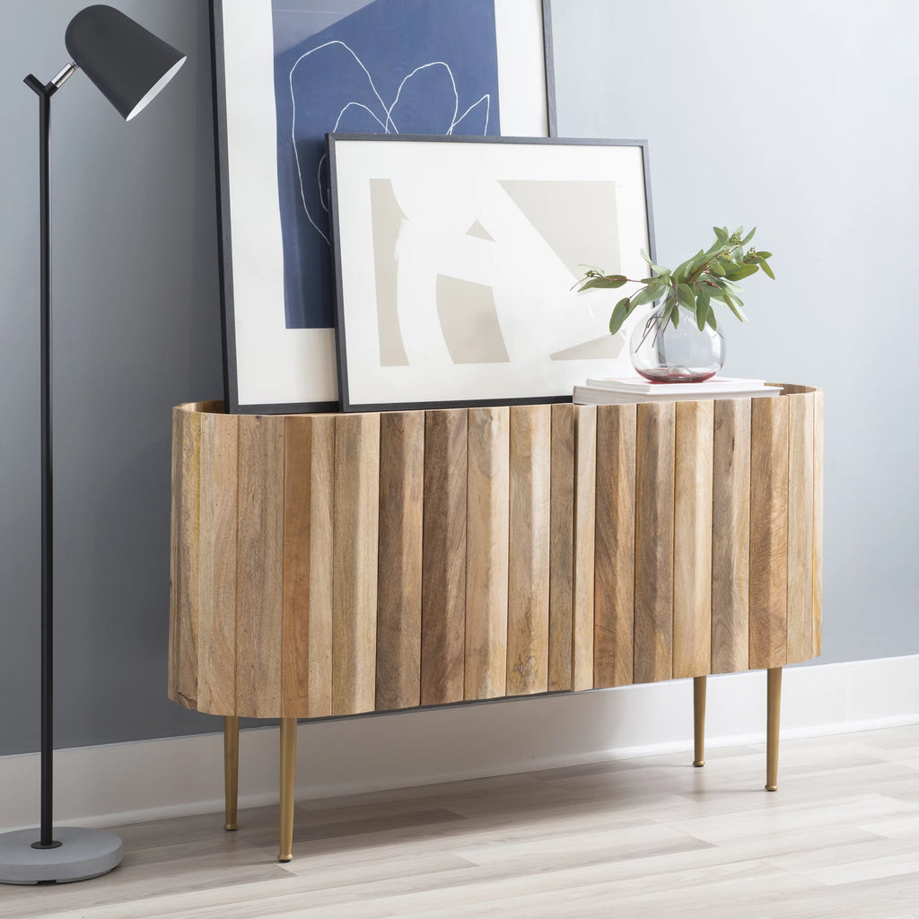 Wood and Iron Console Table with Shelves A258146