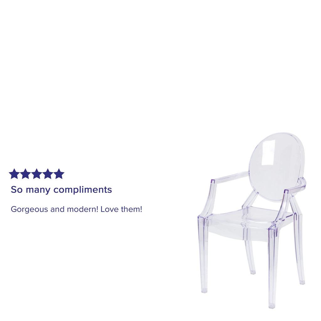 Transparent Crystal Oval Back Ghost Chair with Arms H216507